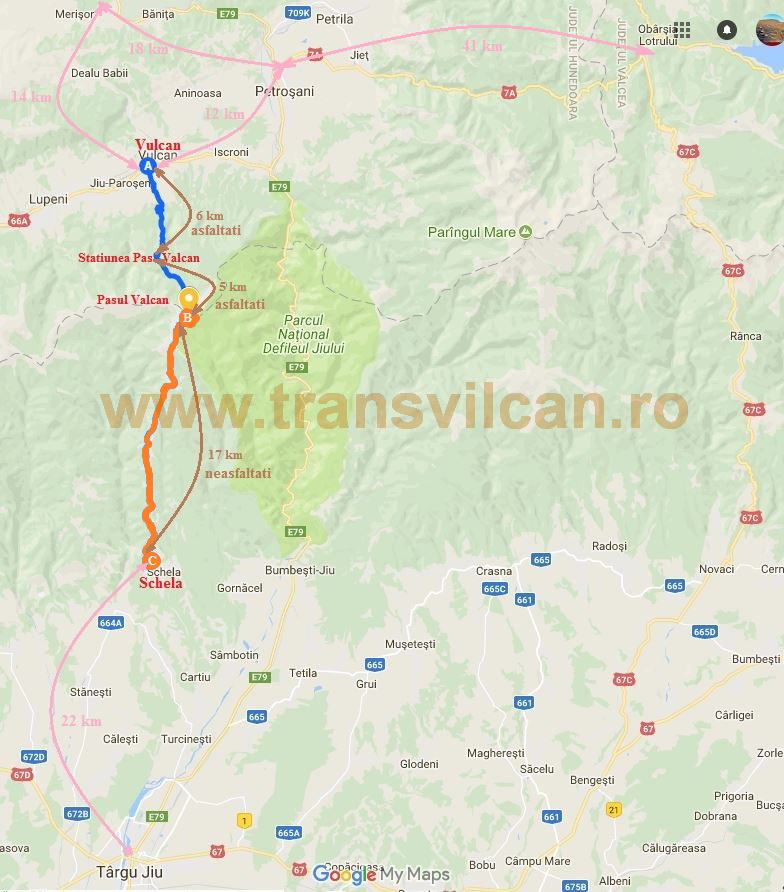 Harta traseu Transvilcan